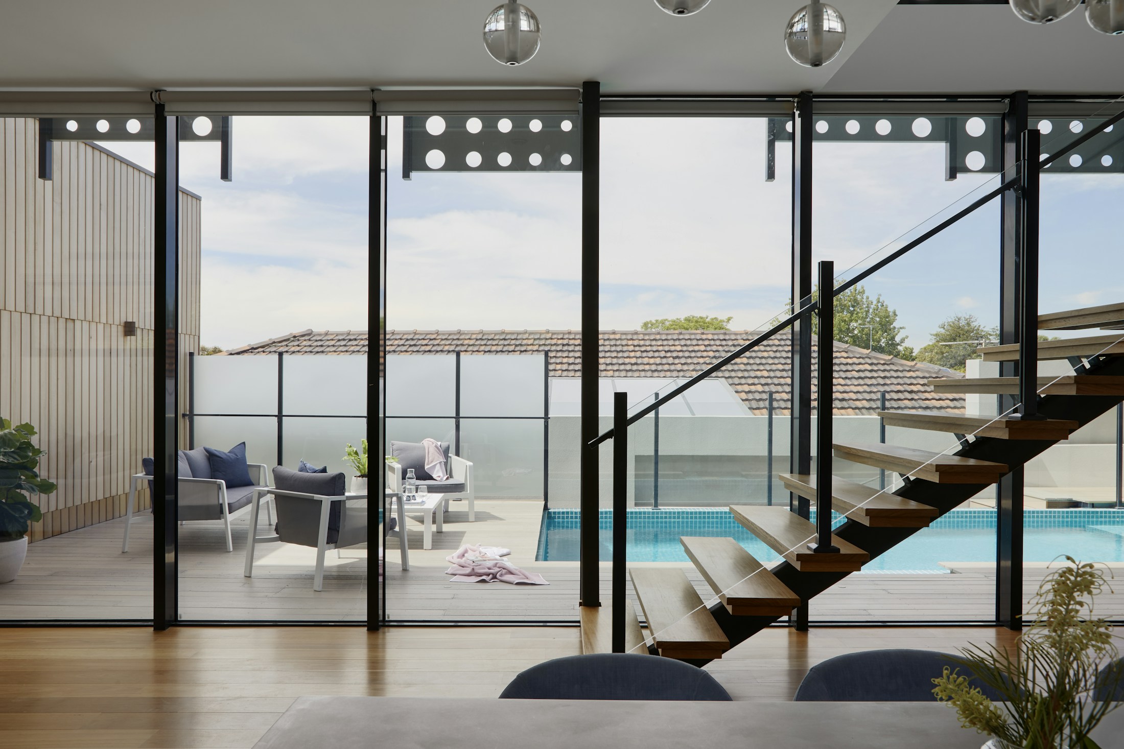 Editorial interior with a long dining table